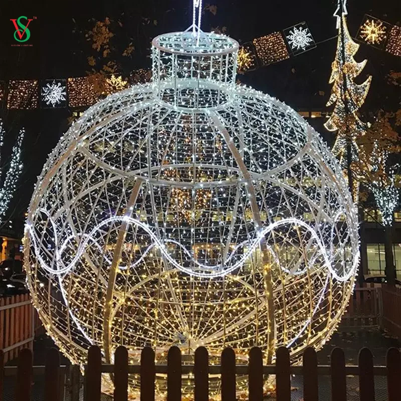Shopping Mall Outdoor Residential Areas LED 3D Sphere Giant Round Ball Motif Christmas Decoration Light (62106286390)