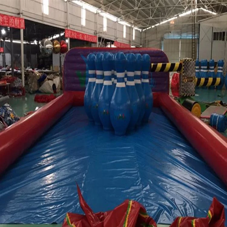 Customized Size Inflatable Human Bowling Lane With Bowling Pins Set For Indoor Game