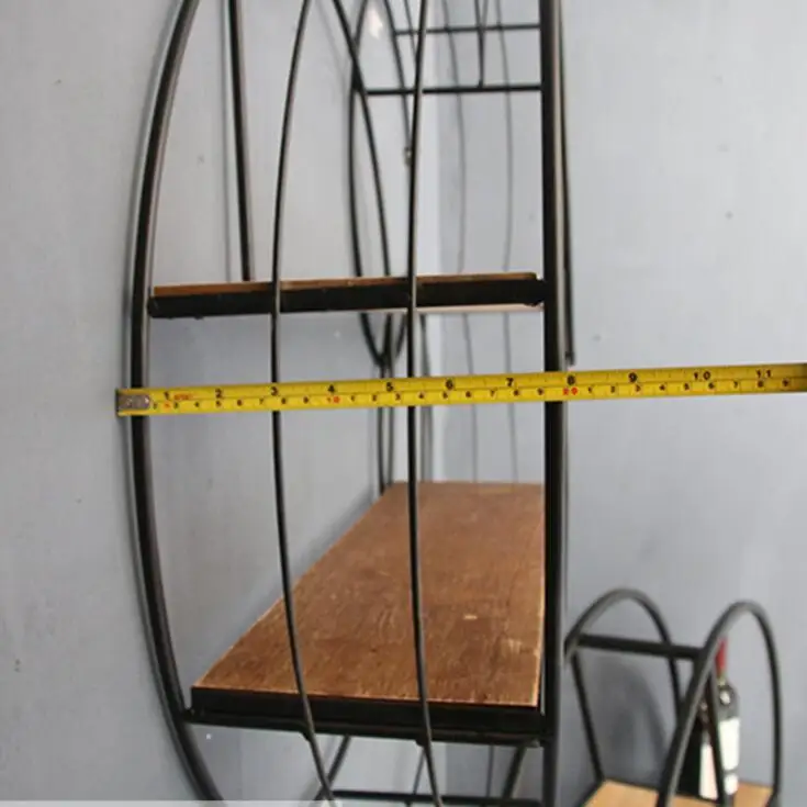 Rustic Wood Metal Creative Wall Mount Shelf Storage Organizer Book Flower Corner Decor Bedside Kitchen Wood Floating Rack