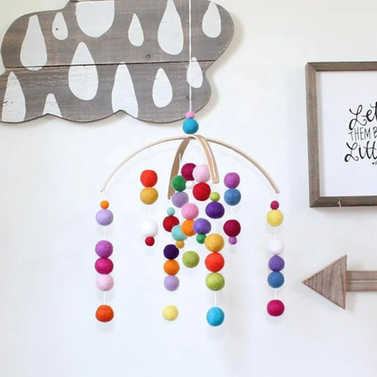 
Hanging toy colorful felt ball with customized size for crib 