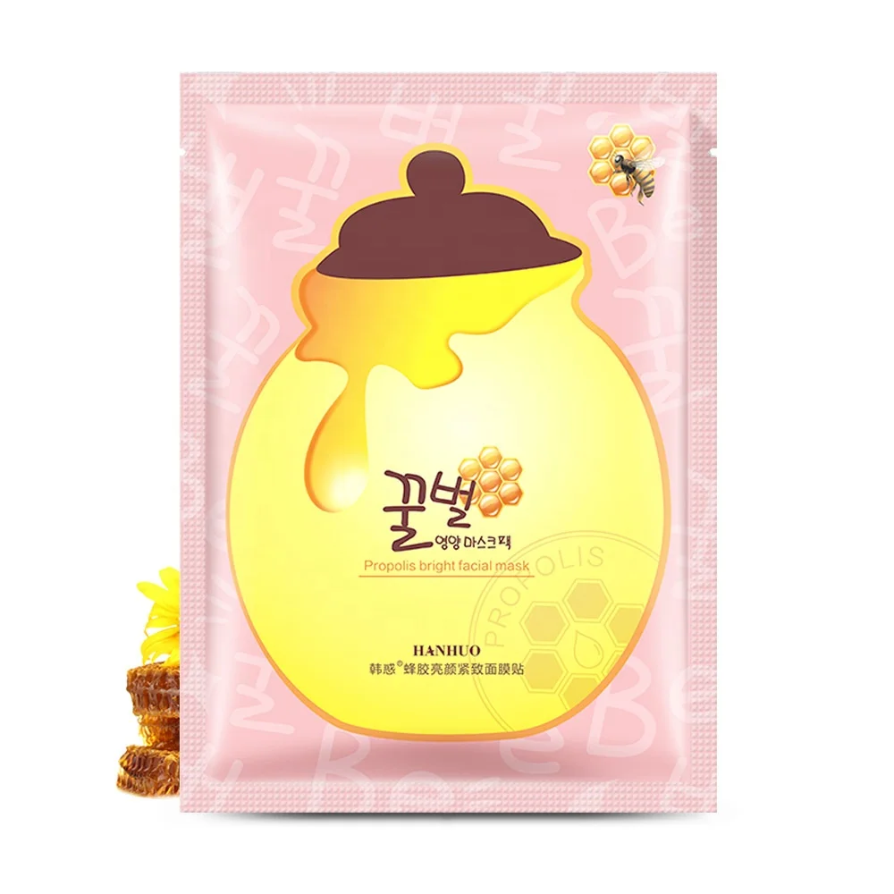 Wholesale Natural Organic HA Pure Honey Propolis Moisturizing Facial Mask Sheet Honey Face Mask Black Bamboo Charcoal Mask