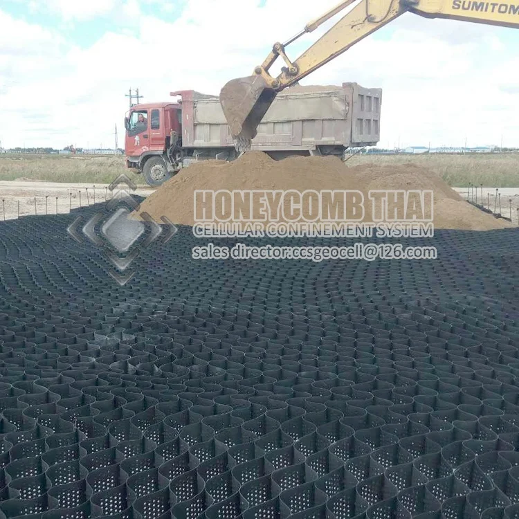 
honeycomb grid geocell for road construction 