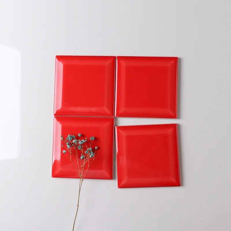 4x4 inch 100x100 Red Ceramic Decorative Wall Tiles
