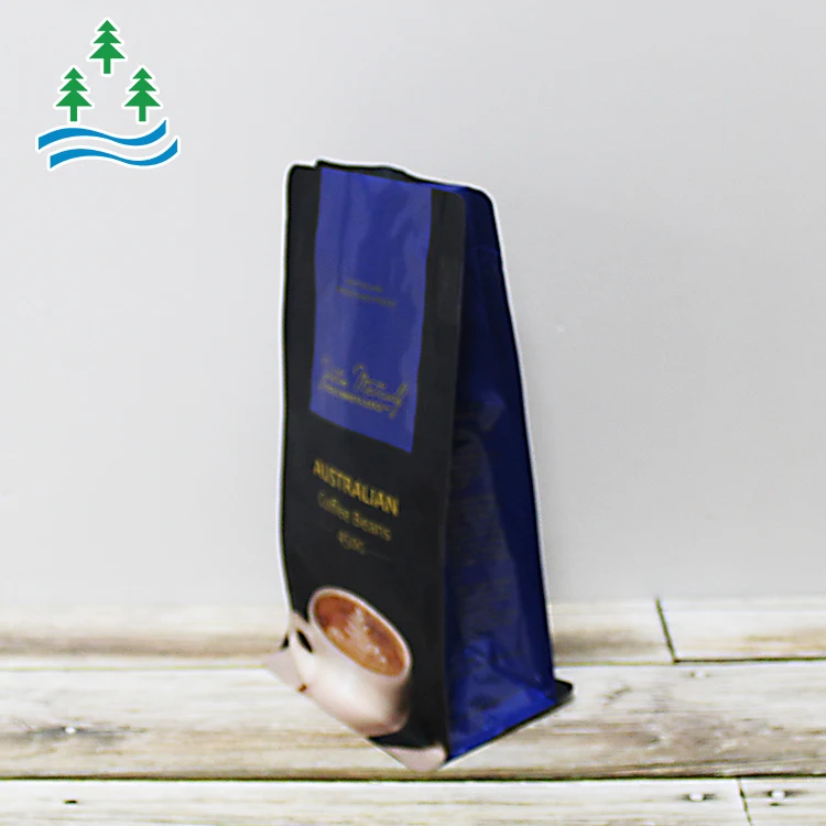 Square Bottom Aluminum Foil flat Bottom Coffee Wholesale 500g 250g 1kg  Coffee Bean Bags With Valve