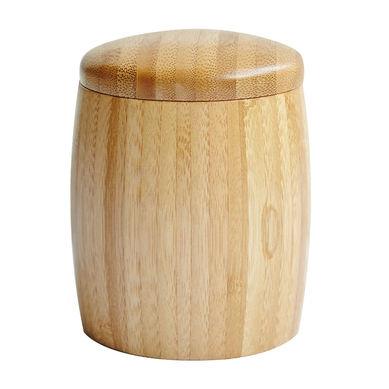 Newest product bamboo coffee bean barrel wood material and folk art style wooden tea bucket