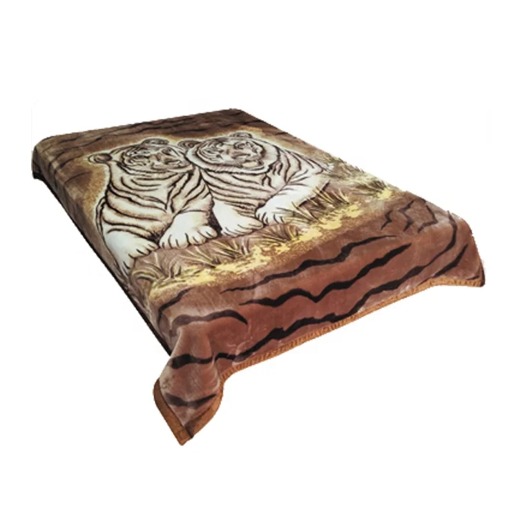 Animal design factory price 100% polyester heavy mink raschel blanket for winter