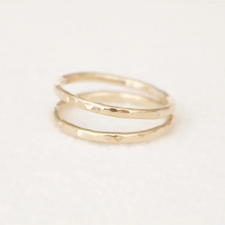 Gold Stackers Thin Gold Ring Set of 5 Ultra Thin Hammered Gold Women Jewel Ring