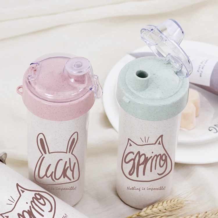 Hot Sale BPA Free Wheat Straw Unique Water Drinking Bottle Plastic Shaker For Adult