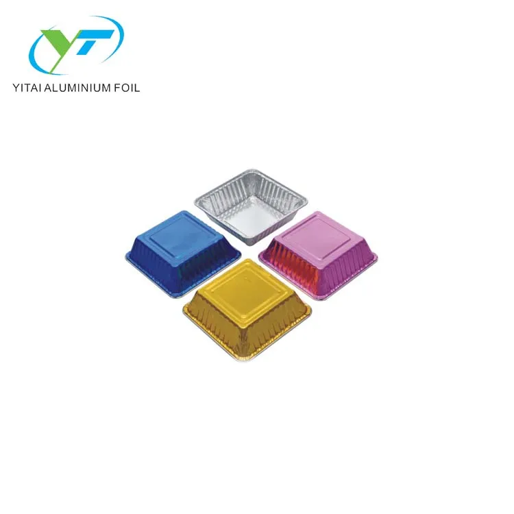 
mini square aluminum foil container pudding cup with lid 