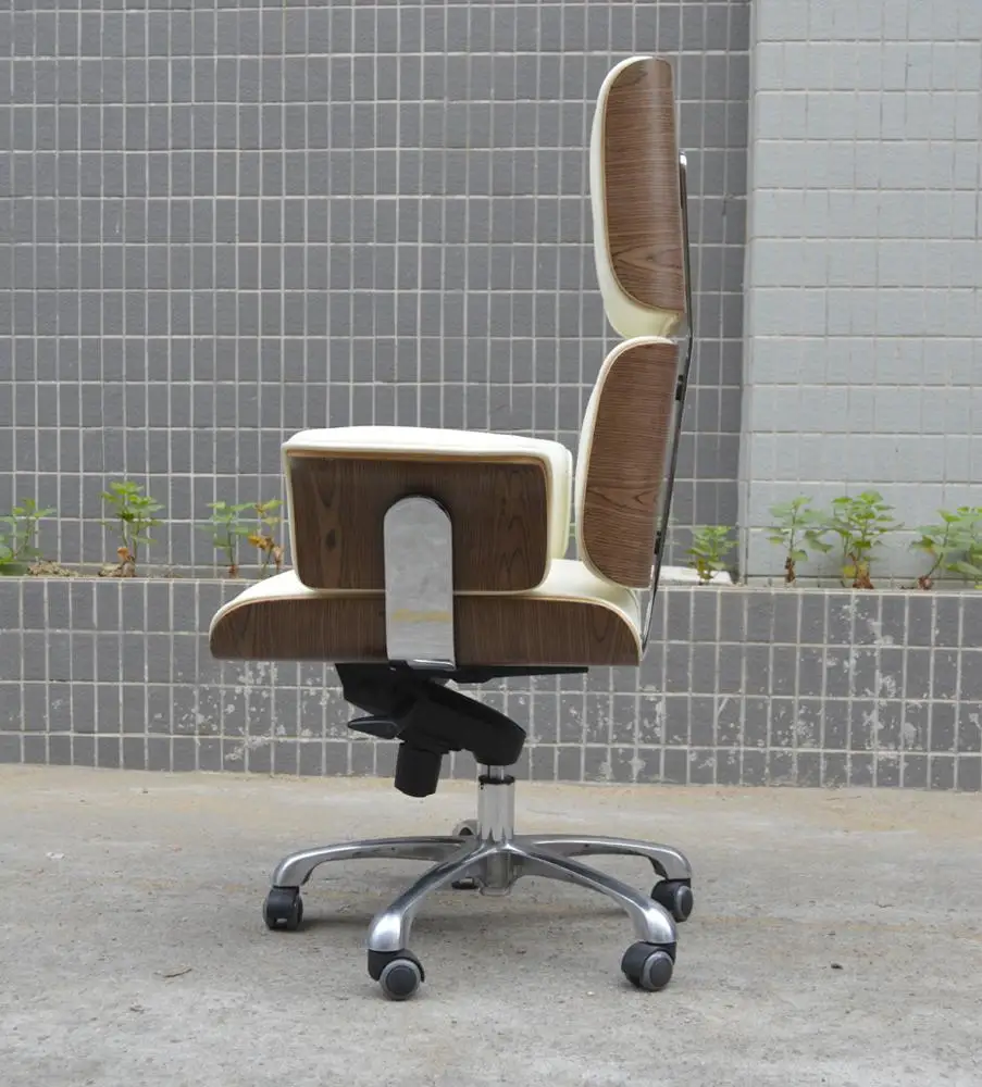 
Luxury Bent Plywood Swivel Executive Genuine leather office chair 