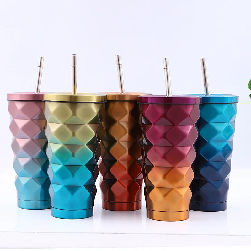New design 550ml straw cup tumbler with lid and straw thermal tumbler car mug for gift