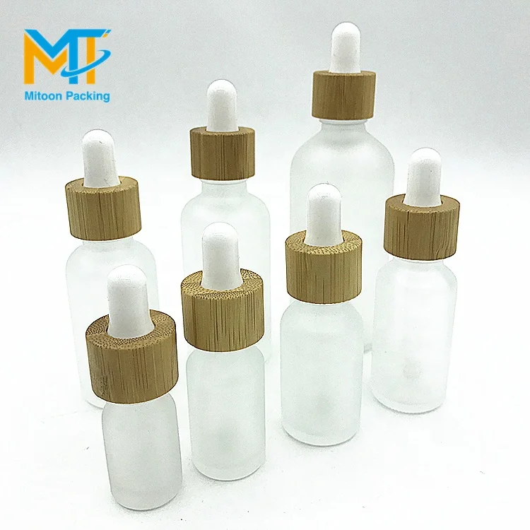 5ml 10ml 15ml 20ml 30ml 50ml 100ml matte frosted white glass dropper bottle with bamboo lid bamboo cap