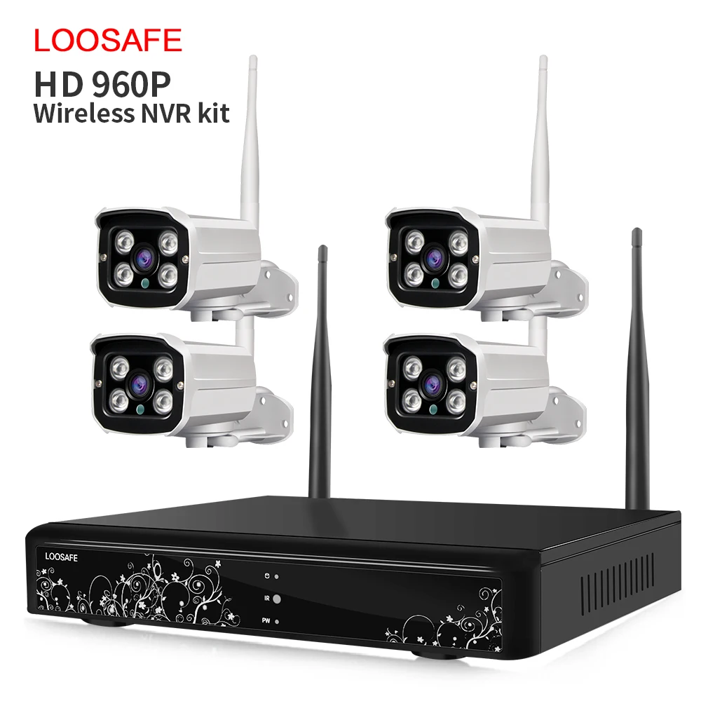 Loosafe 4-канальный комплект 960P открытый дом IP66 ночного чистая работа Камара Hi3518 дома камера наружного видеонаблюдения