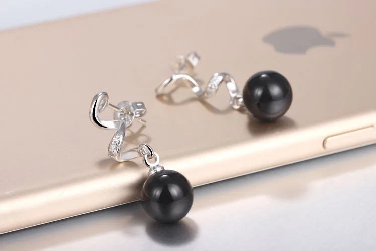 Новый продукт 925 Серебряная спираль Алмазный Серьги-гвоздики роскошный драгоценный камень черный агат кулон серьги-слезки для свадьбы мужчины женщины