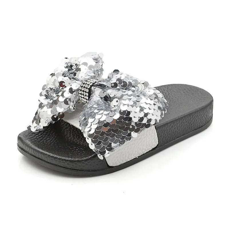 Горячая Распродажа, детские тапочки для девочек, пляжные туфли без каблука с бантом