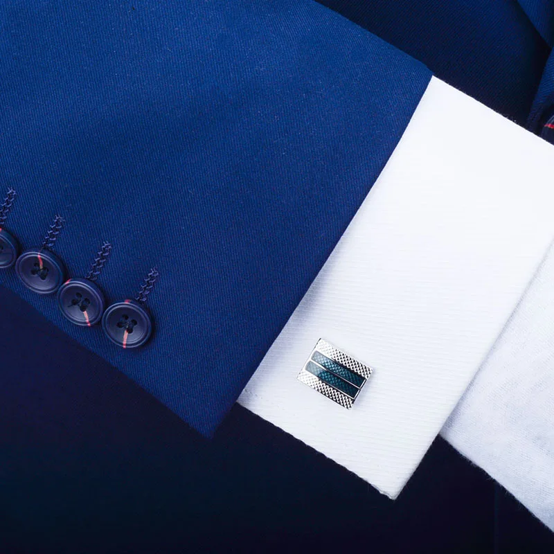 Simple Square Indigo Enamel Cufflinks for Mens
