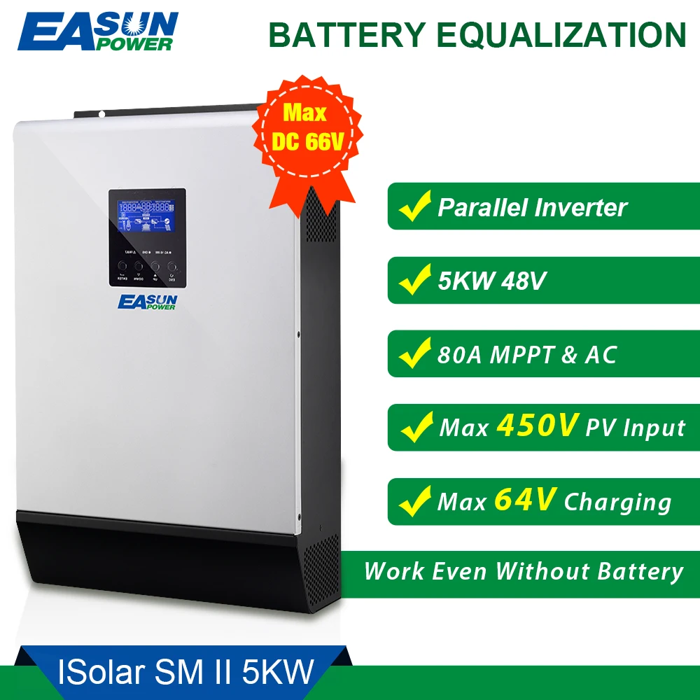 EASUN POWER 5000W 450Vdc PV Input 80A MPPT 48V 230V 80A Battery Charger Pure Sine Wave Solar Inverter 5000VA