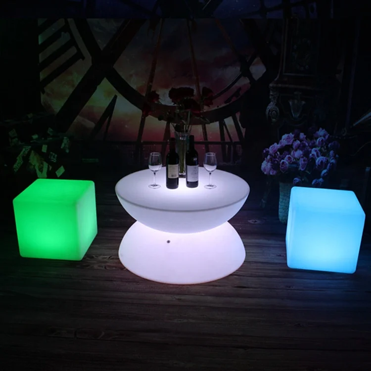 Shenshar LED Lighting Event Bar Furniture LED Cube Seat Party Luminous Outdoor Furniture Cube Stool Table