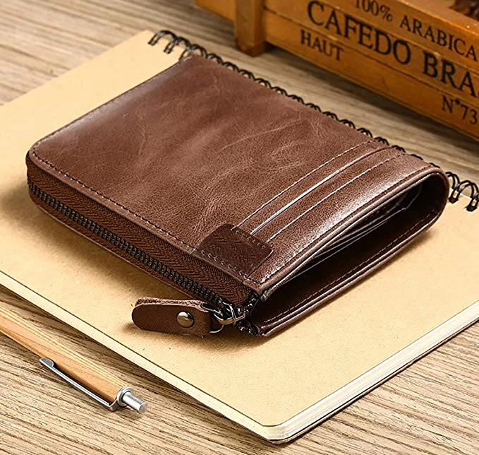 Мужской бумажник из натуральной воловьей кожи, бумажник с карманом для монет на молнии для мужчин