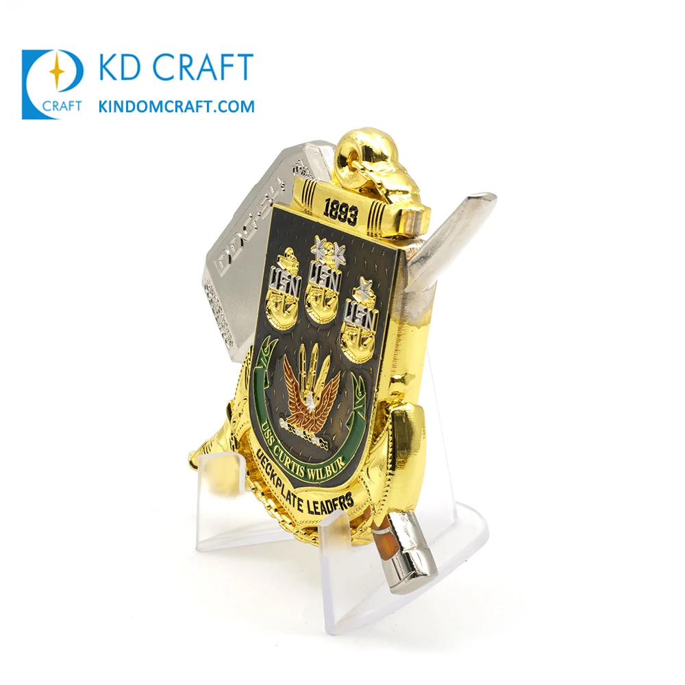 Unique design bulk custom logo metal door shaped gold plating enamel epoxy spinner spinning challenge coin
