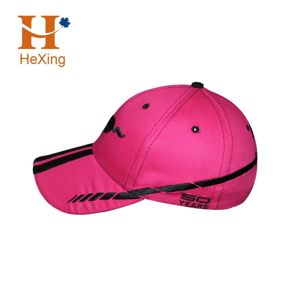 OEM Factory new design rose red baseball cap with embroidery logo face sandwich visor cap 3D embroidery on visor baseball hat