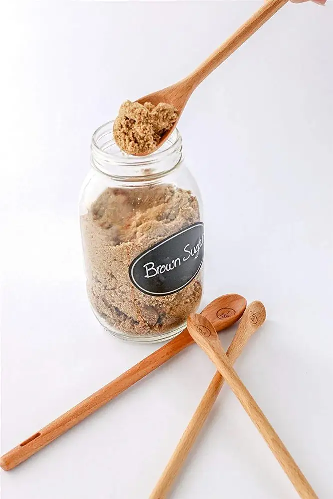 Wooden Spoons, Wood Soup Spoons for Eating Mixing Stirring, Long Handle Spoon