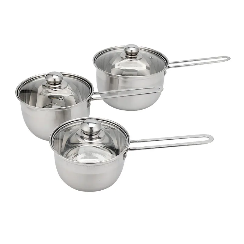 Wholesale 6 Pcs Saucepan Sets Stainless Steel Saucepan With Glass Lid Milk Pot stainless steel serving sauce pan with handle