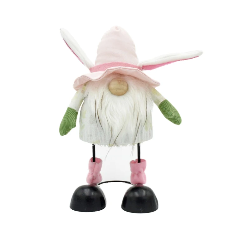 Factory Nordic Tomte Spring Decoration Office Home Desk Decor Pink Easter Gifts Standing Gnomes with Bunny Ears Hat