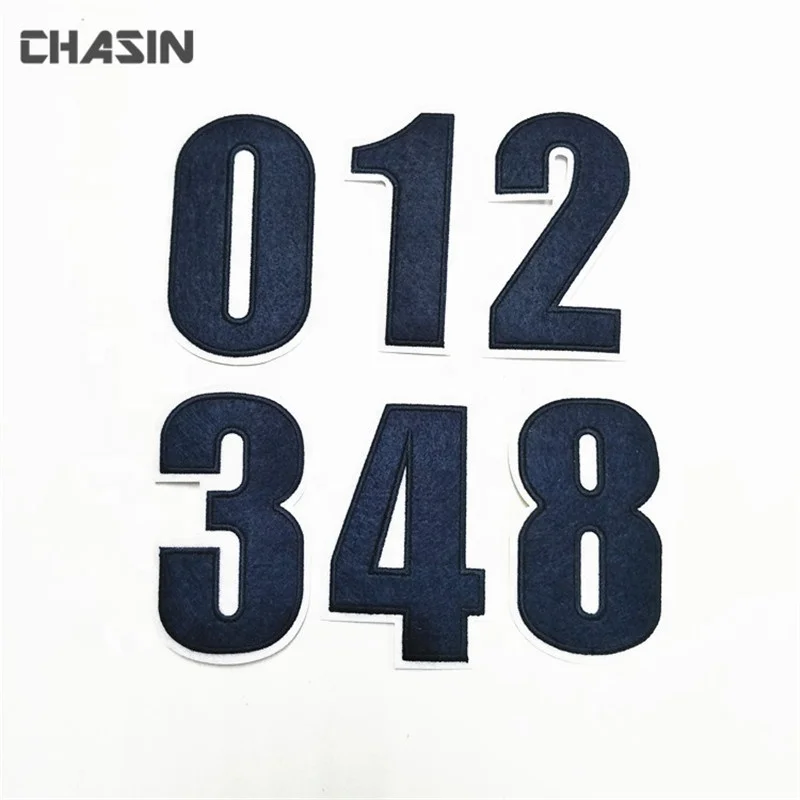 Cheap Heat Press Twill Embroidered Number Patch For Jerseys