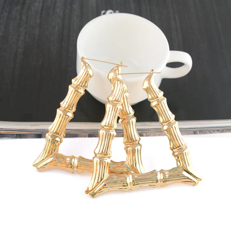 2019 Hot Sale 18K Gold Plated Jhumka Earrings Big Hoop Bamboo Earring Round Circle Bamboo Hoop Earrings