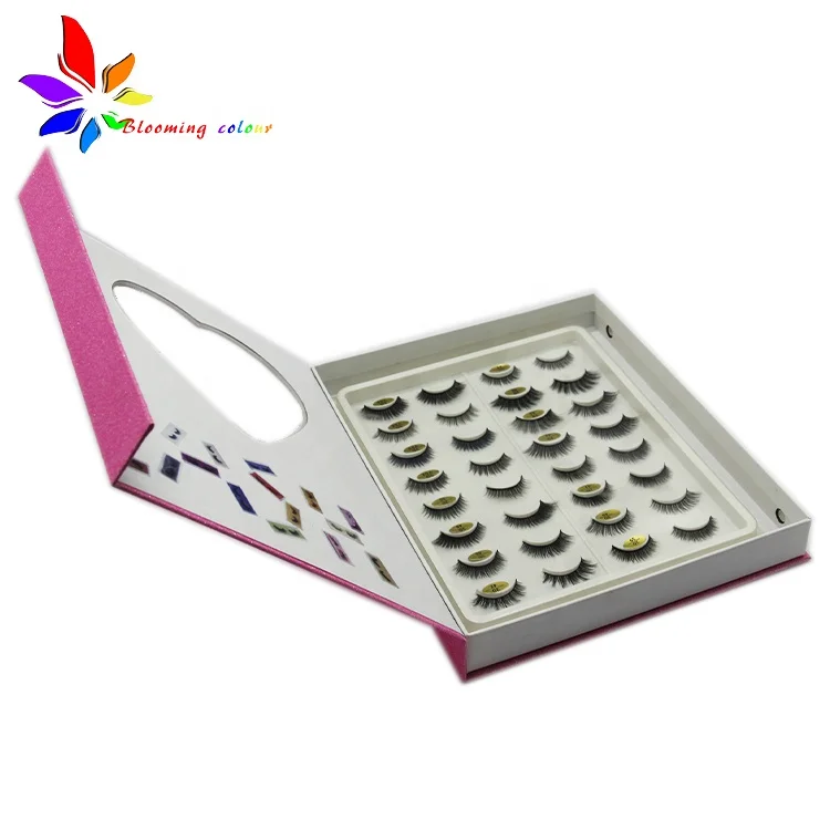 3d mink lash and custom package with private label Marble rose gold 16 pairs eyelash packaging book