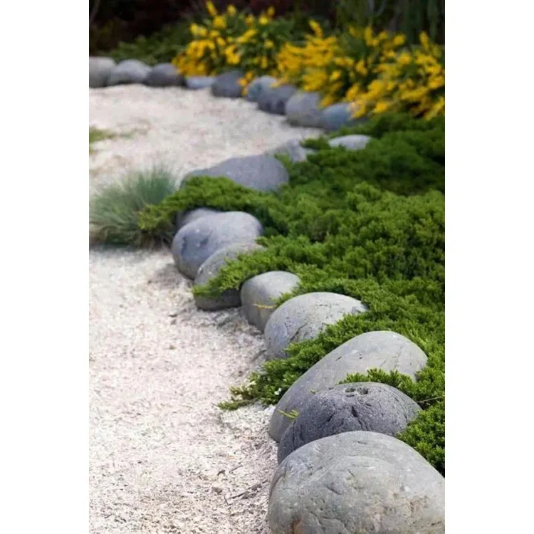Factory Direct Large Yellow Grey and Black Fake Cobblestone, River Stone Cobbles Landscape Pebbles Garden Edging Border Stone
