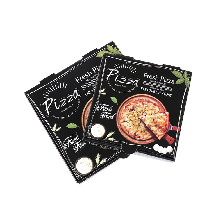 Custom Design Printed Eco Friendly Fast Delivery Black Paper Packaging Pizza Box