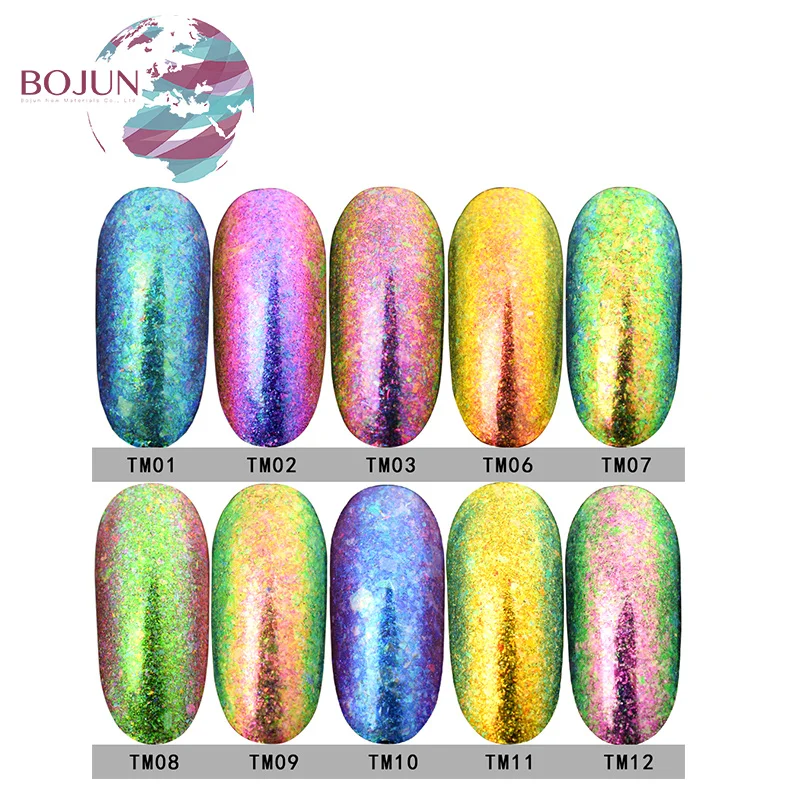 Bojun Пигмент для ногтей прозрачный радужный хлопья жемчужный польский порошок слюдяной пигмент