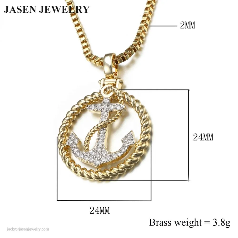
JASEN JEWELRY gold plating charm pendant anchor diamond pendant 