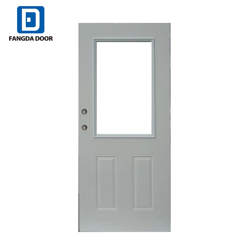 36 in. x 80 in. Premium 1/2 Lite Mini Blind Primed Steel Prehung Front Door