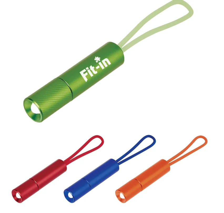 keychain aluminum promotion new mini loop promotional led  flashlight torch light with with silicon strap