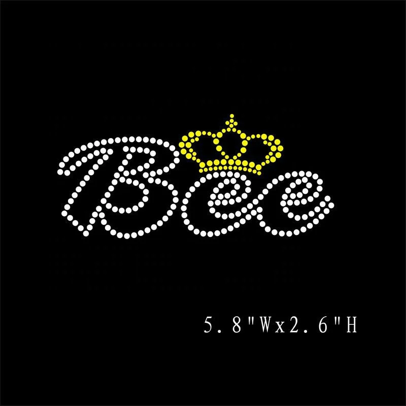 Bling Crown Bee Queen Custom Rhinestone Transfer For T-Shirt Wholesale