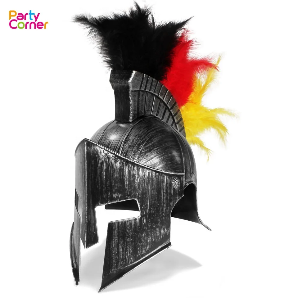 Spartan Helmet Armor Adult Medieval Roman Knight Hat With Hair