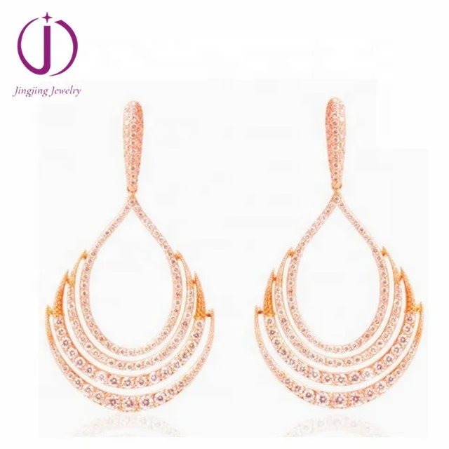wholesale18k gold jewelry sterling silver 925 micro pave cz hollow out earring