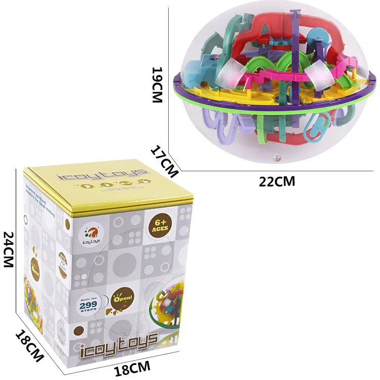 299 Step 3D puzzle Ball Magic Intellect Ball Labyrinth Sphere Globe Toys Challenging Barriers Game Brain Tester Balance Training