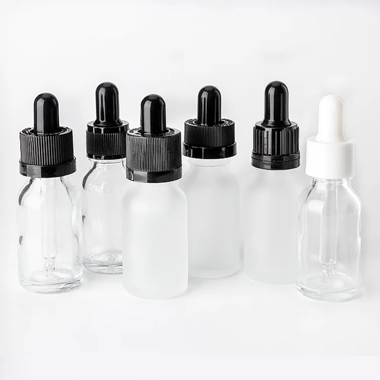 cosmetic packaging clear 5ml 10ml 15ml 20ml 30ml 50ml 100ml Clear Glass bottle with dropper cap for skincare