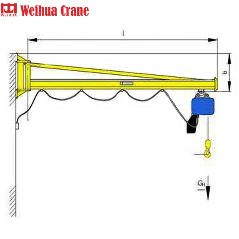 WEIHUA Crane Electric Mini Crane Wall Mounted Traveling Jib Crane 5t for Sale