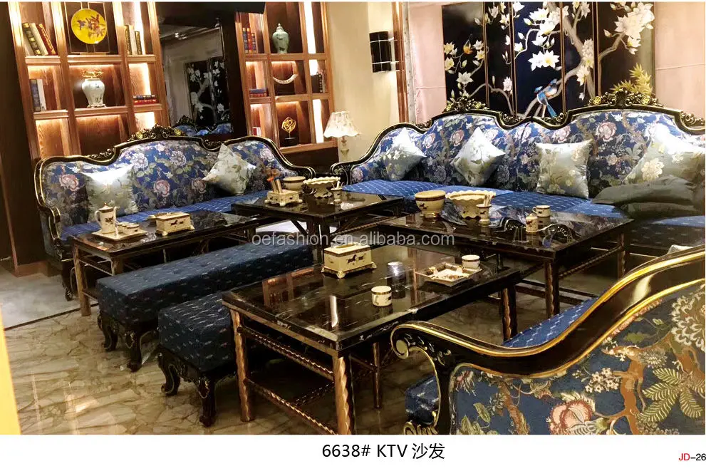 OE-FASHION Customized Luxury New Classic Solid Wood Carving bar Nightclub Sofa Furniture