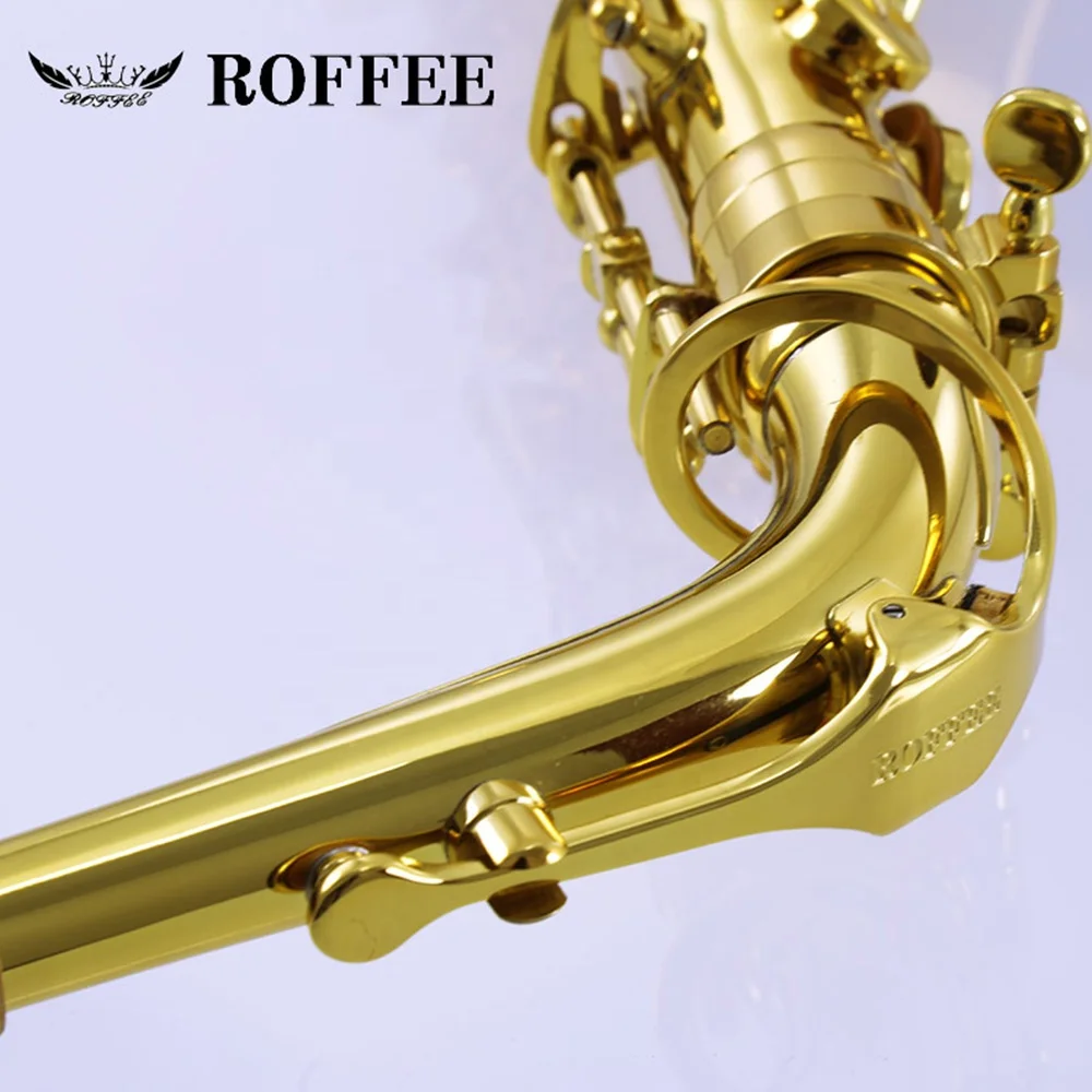 
ROFFEE M90 Original Import Professional Performance Level Alto Brass Gold Lacquer Eb Tone Saxophone 