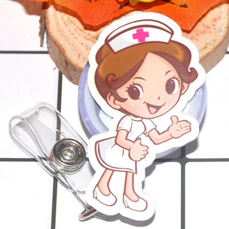
Wholesale Custom Cartoon Nurse badge Reel Retractable with ID Badge Holder lanayrd 