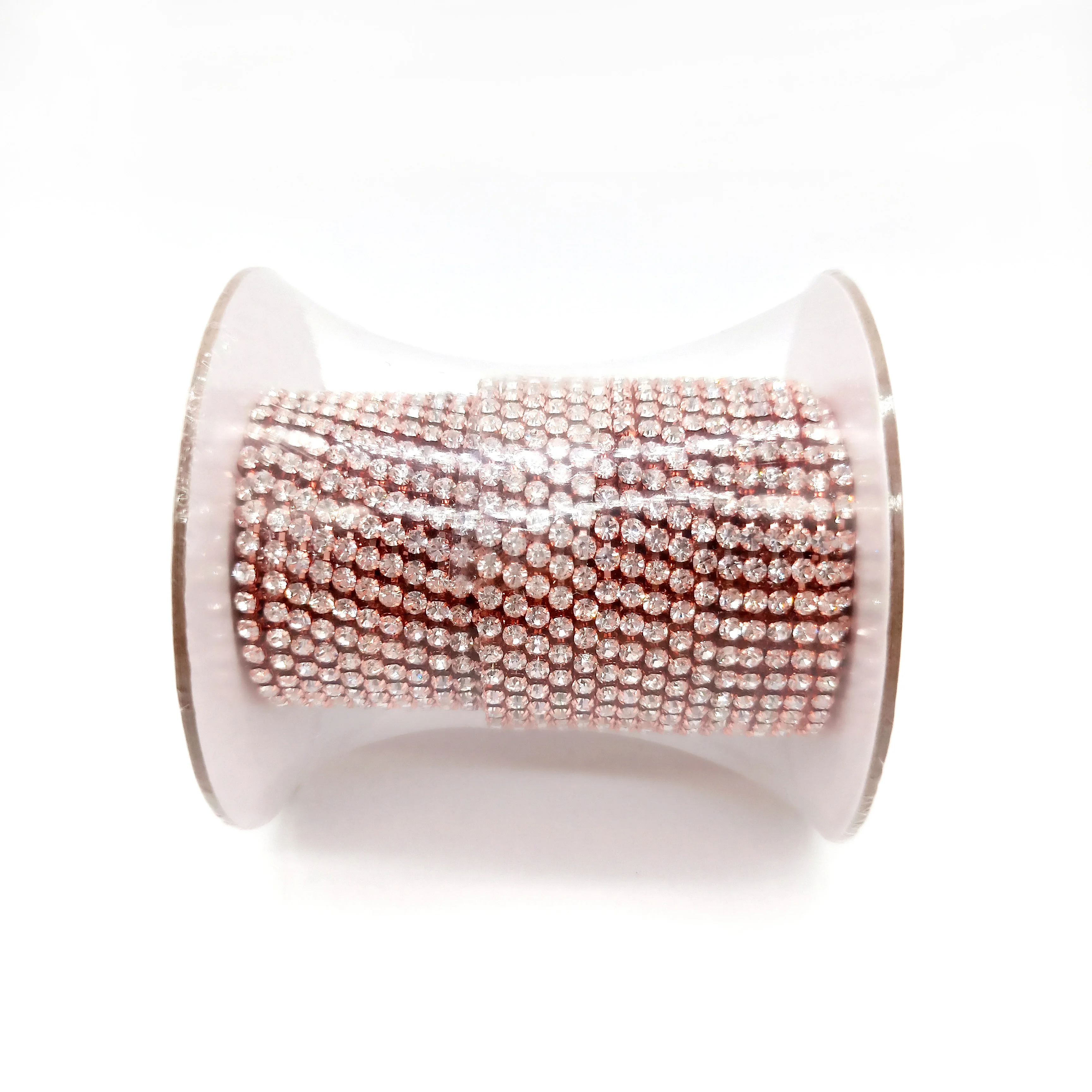 Wholesale Rose Gold Metal Cup Crystal Rhinestone Trimming SS12 Rhinestone Cup Chain for Garment