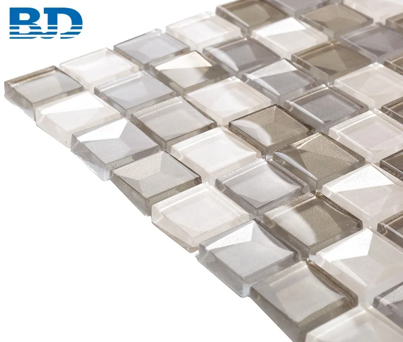 25x25 Square Chip 3D Bathroom Mosaic Glass Tile