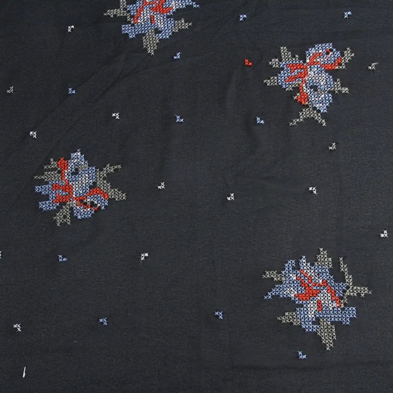 Good quality multi color chiffon georgette embroidery lace fabric dubai dress