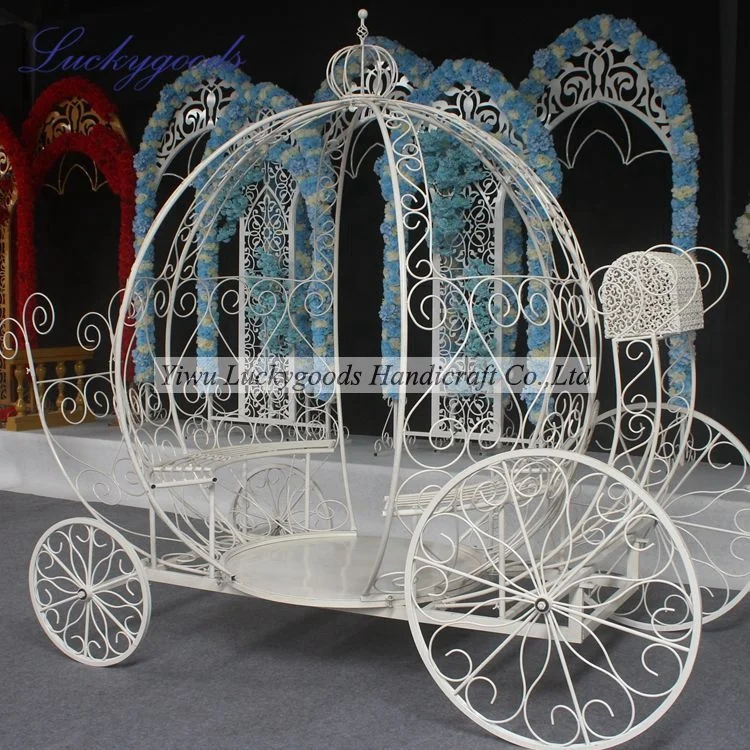 LDJ429 white iron large outdoor decoration cinderella carriage horse carriage for wedding